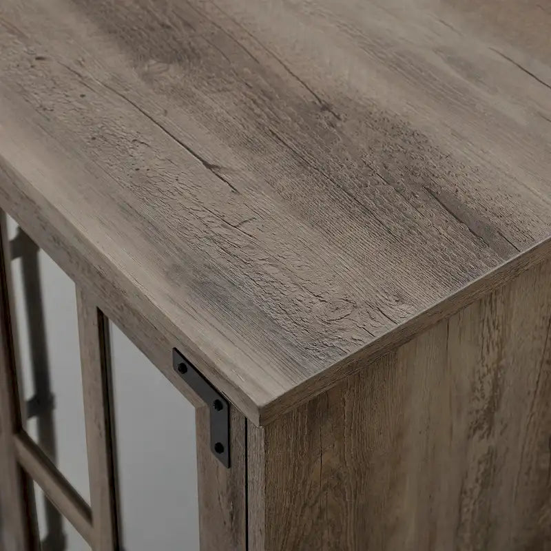 Meuble TV de style rustique avec portes vitrées, pour téléviseurs jusqu'à 65 po