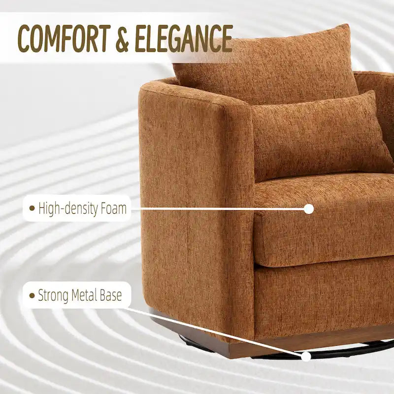 Fauteuil pivotant en chenille marron moderne 80 cm