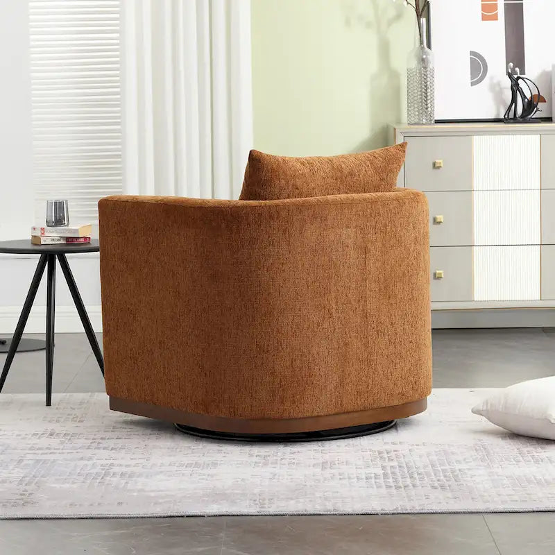 Fauteuil pivotant en chenille marron moderne 80 cm