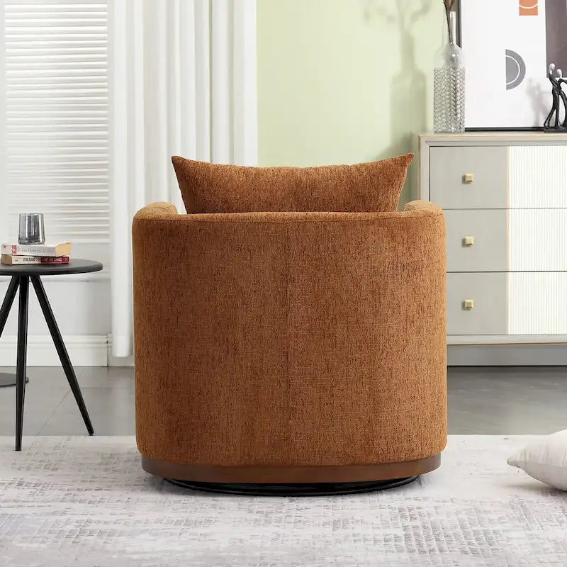 Fauteuil pivotant en chenille marron moderne 80 cm