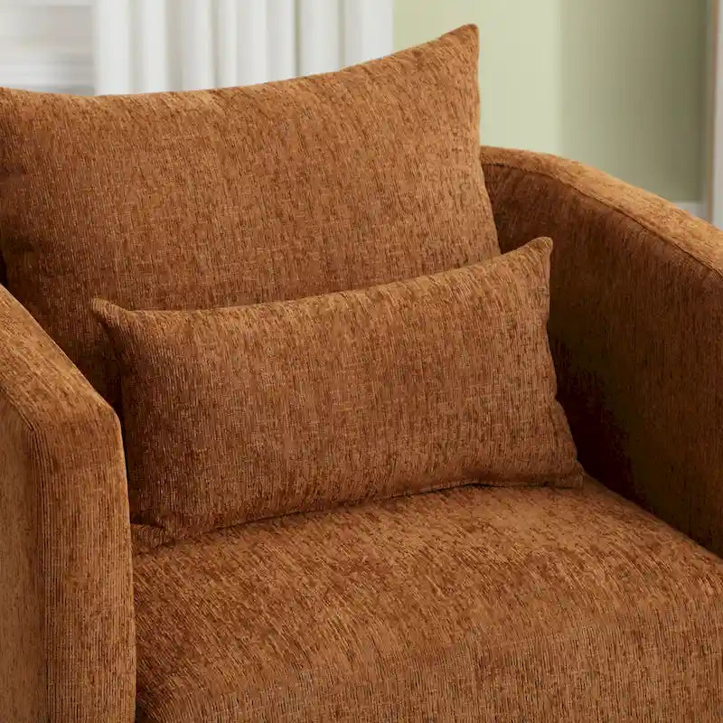 Fauteuil pivotant en chenille marron moderne 80 cm