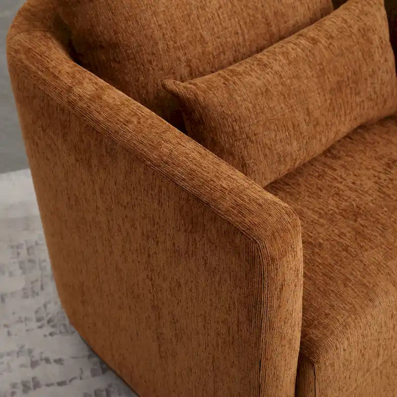 Fauteuil pivotant en chenille marron moderne 80 cm