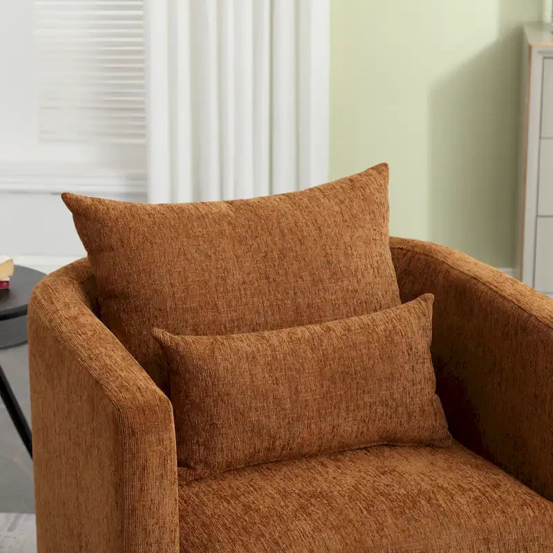 Fauteuil pivotant en chenille marron moderne 80 cm
