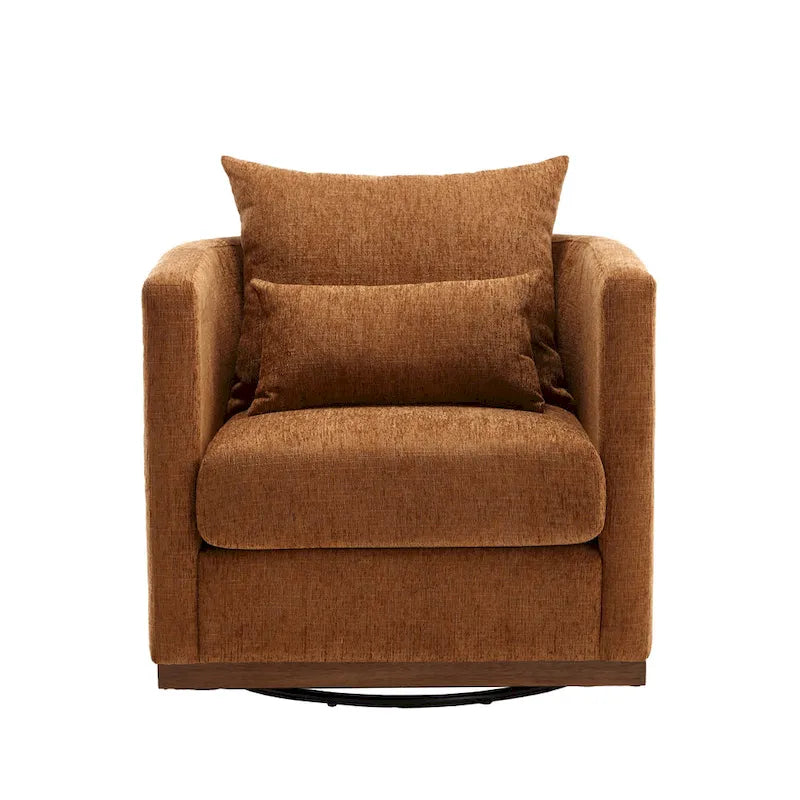 Fauteuil pivotant en chenille marron moderne 80 cm