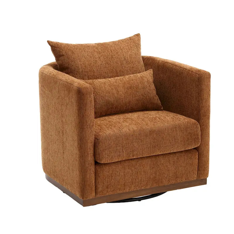 Fauteuil pivotant en chenille marron moderne 80 cm