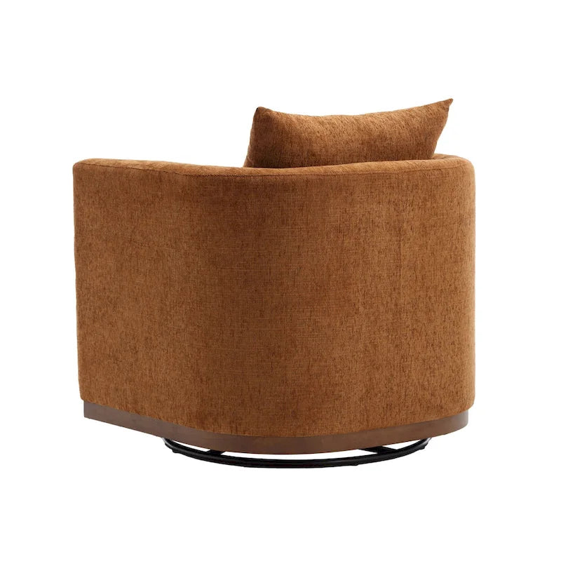 Fauteuil pivotant en chenille marron moderne 80 cm