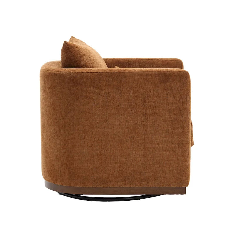 Fauteuil pivotant en chenille marron moderne 80 cm