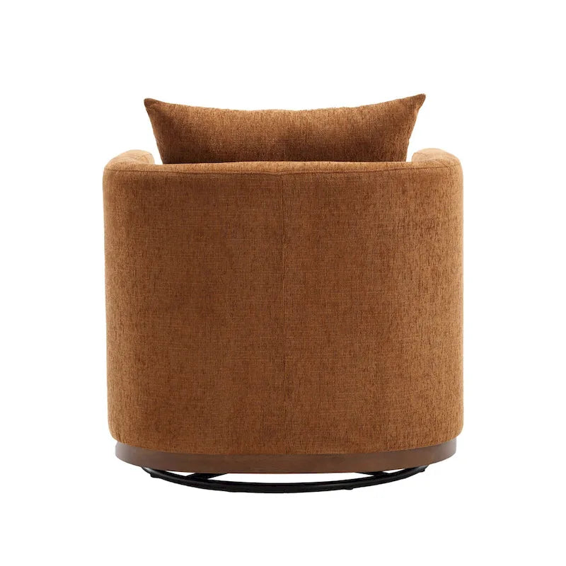 Fauteuil pivotant en chenille marron moderne 80 cm