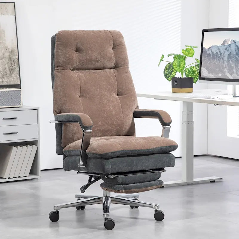 Fauteuil de bureau inclinable en velours surdimensionné, siège rembourré, roulettes pivotantes