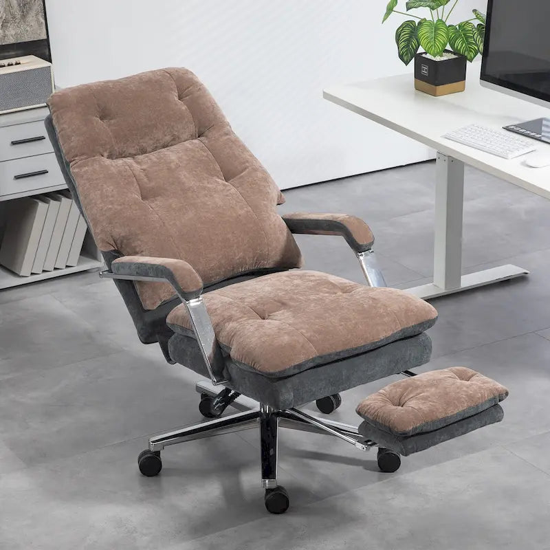 Fauteuil de bureau inclinable en velours surdimensionné, siège rembourré, roulettes pivotantes
