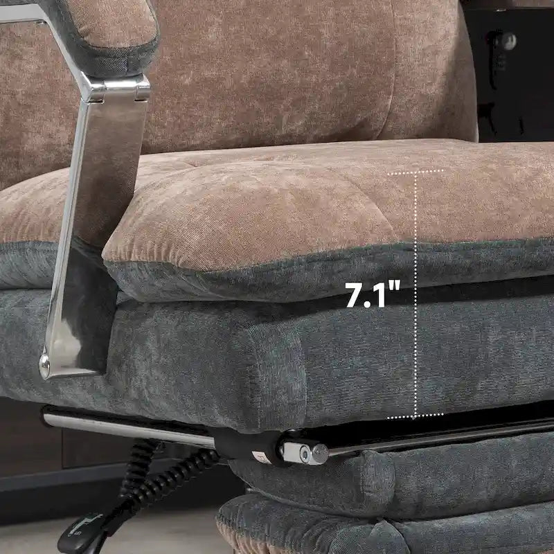 Fauteuil de bureau inclinable en velours surdimensionné, siège rembourré, roulettes pivotantes