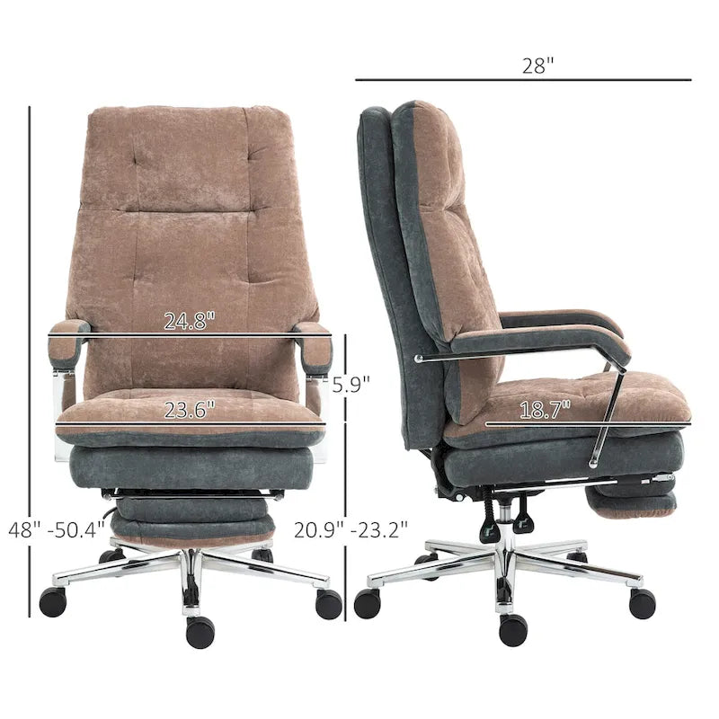 Fauteuil de bureau inclinable en velours surdimensionné, siège rembourré, roulettes pivotantes