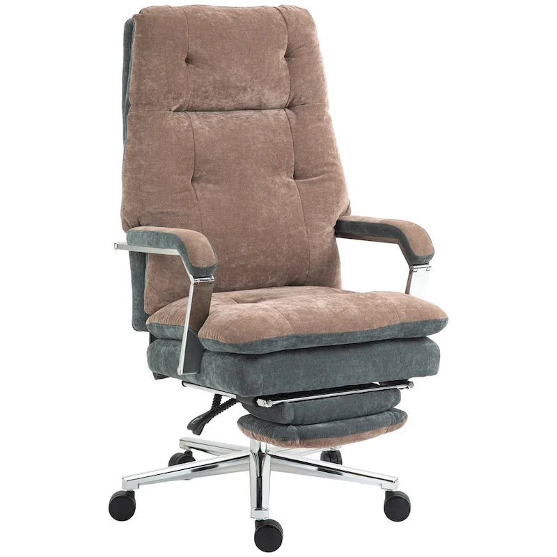 Fauteuil de bureau inclinable en velours surdimensionné, siège rembourré, roulettes pivotantes