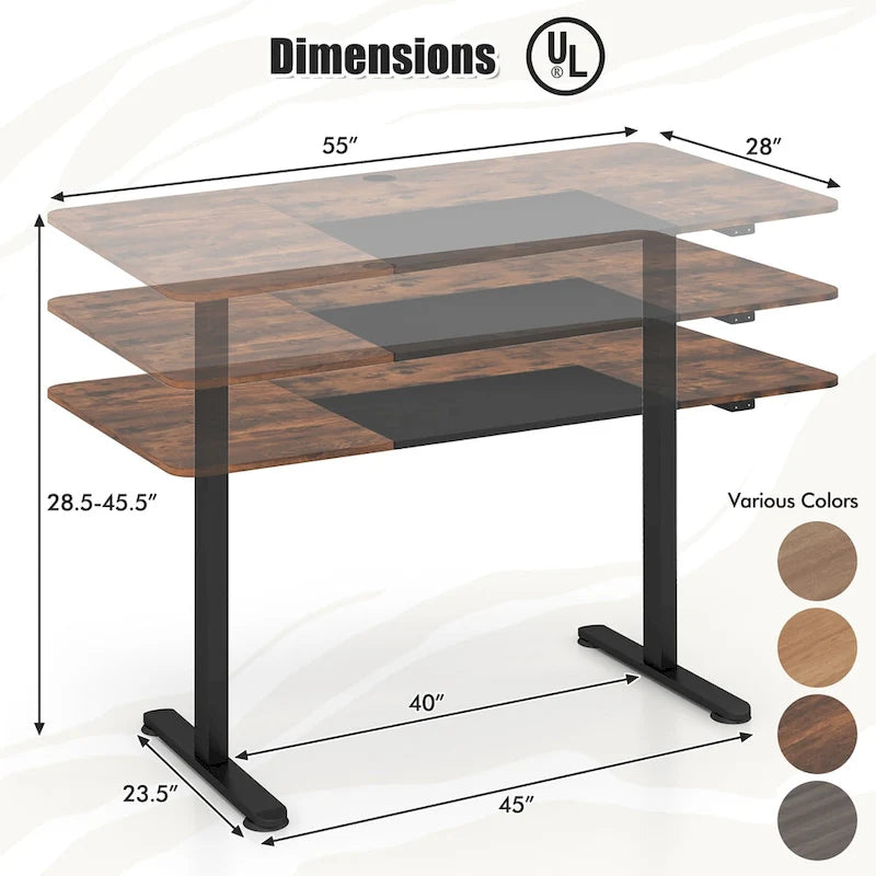 Bureau debout électrique Hauteur réglable Table de bureau à domicile