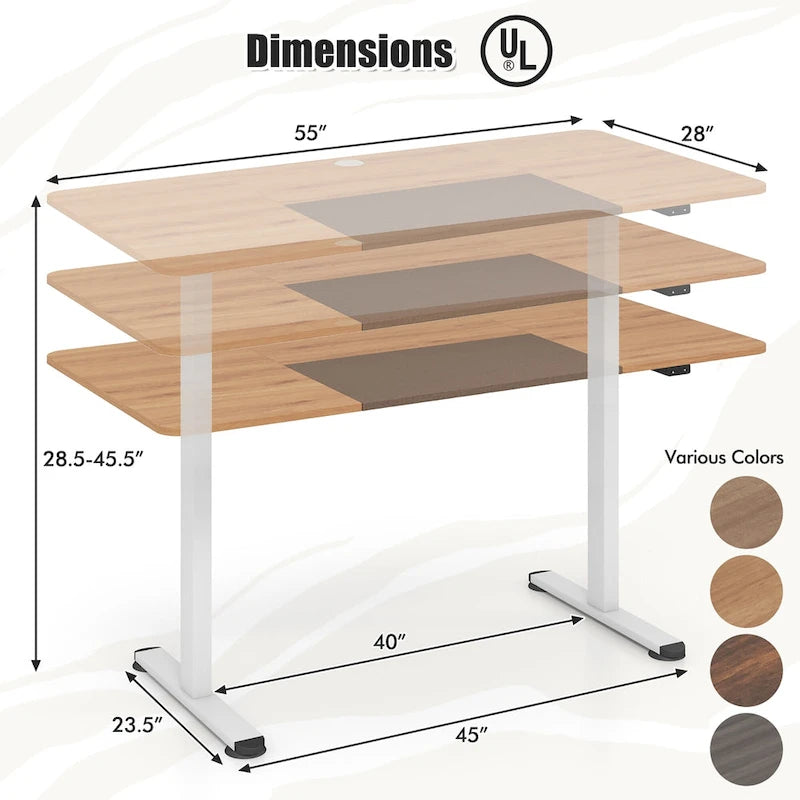 Bureau debout électrique Hauteur réglable Table de bureau à domicile