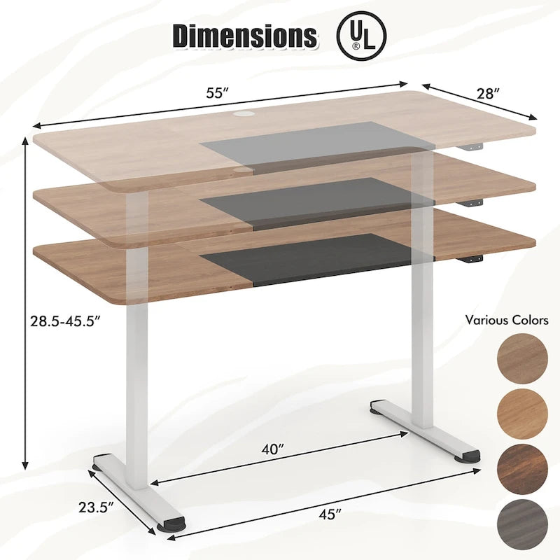 Bureau debout électrique Hauteur réglable Table de bureau à domicile