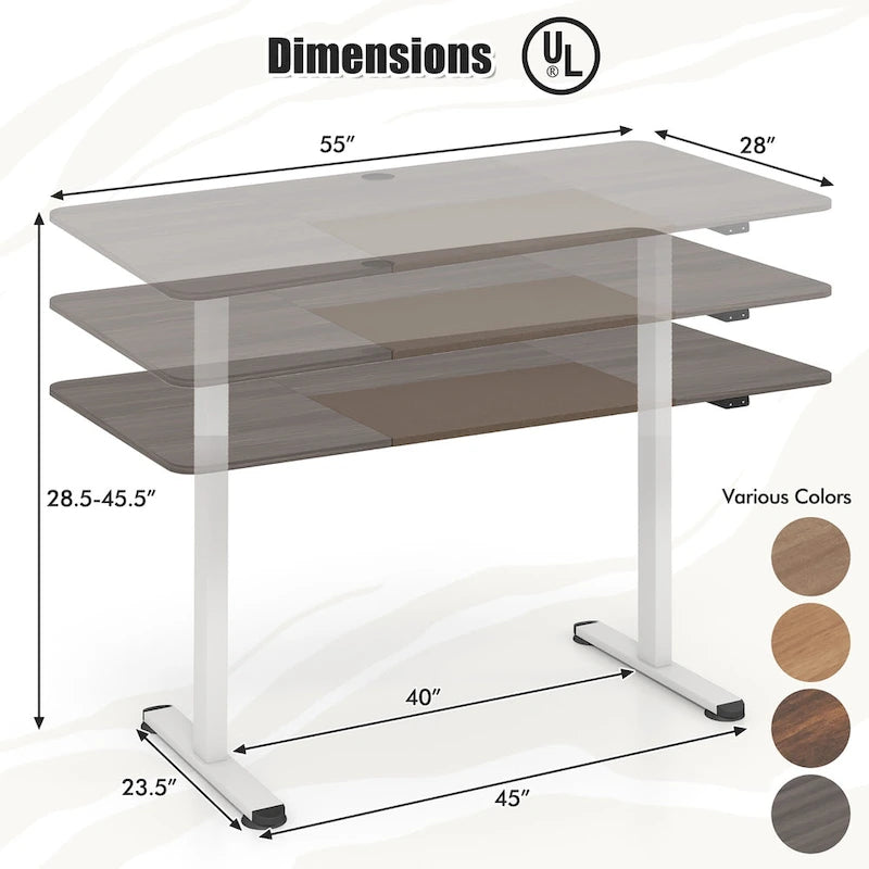 Bureau debout électrique Hauteur réglable Table de bureau à domicile