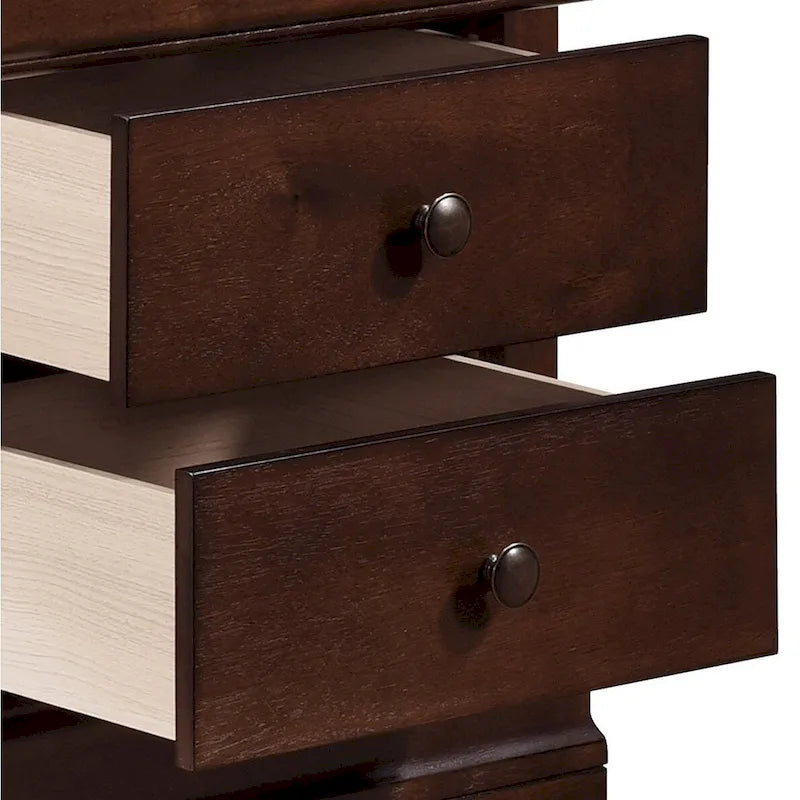 Table de chevet traditionnelle en bois massif avec tiroirs