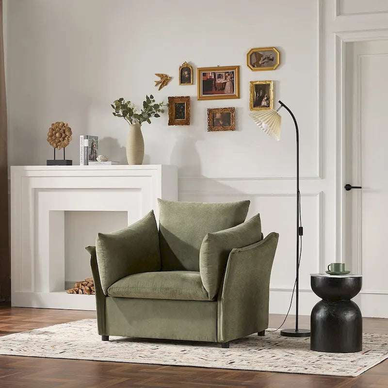 Fauteuil de salon surdimensionné en chenille