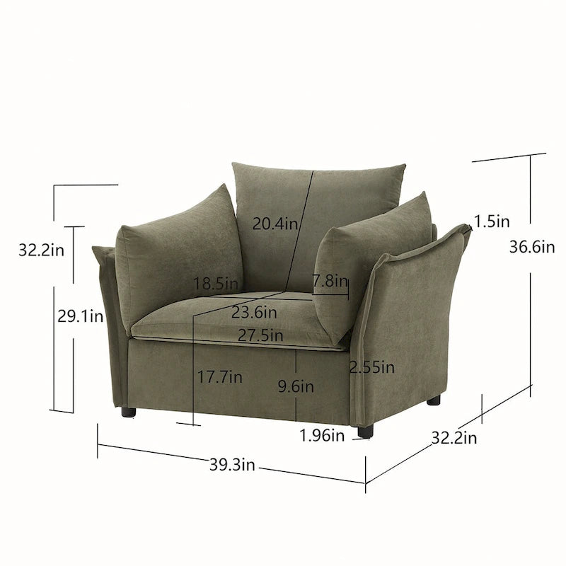 Fauteuil de salon surdimensionné en chenille