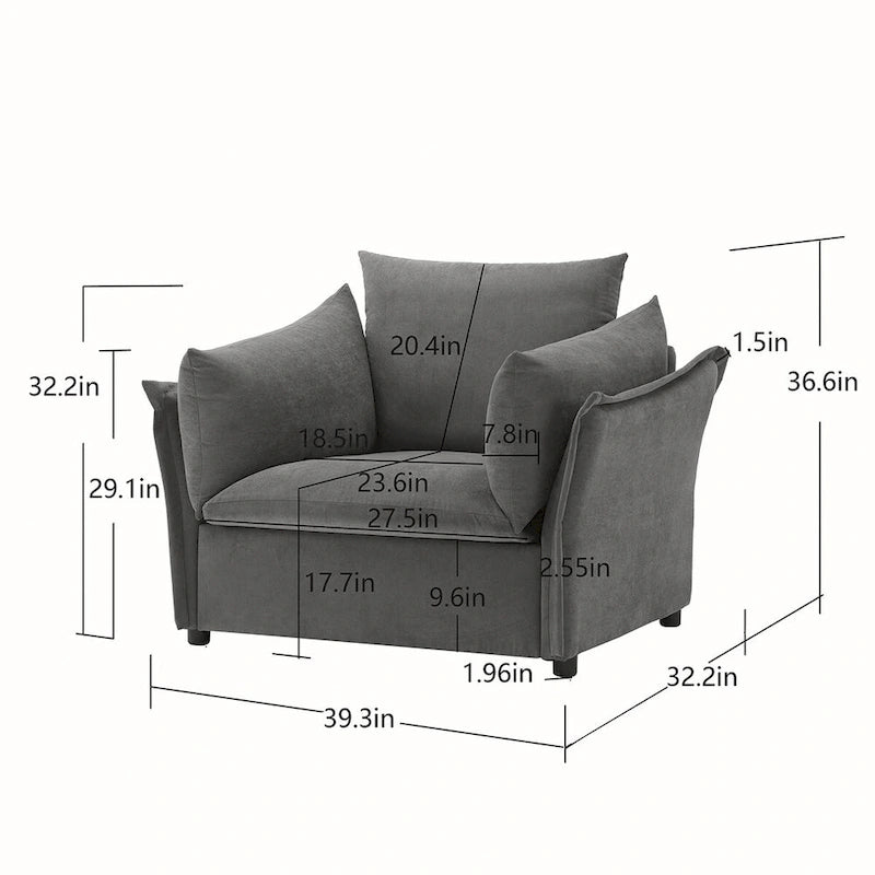 Fauteuil de salon surdimensionné en chenille