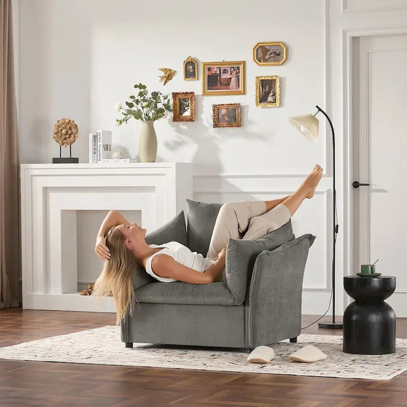 Fauteuil de salon surdimensionné en chenille