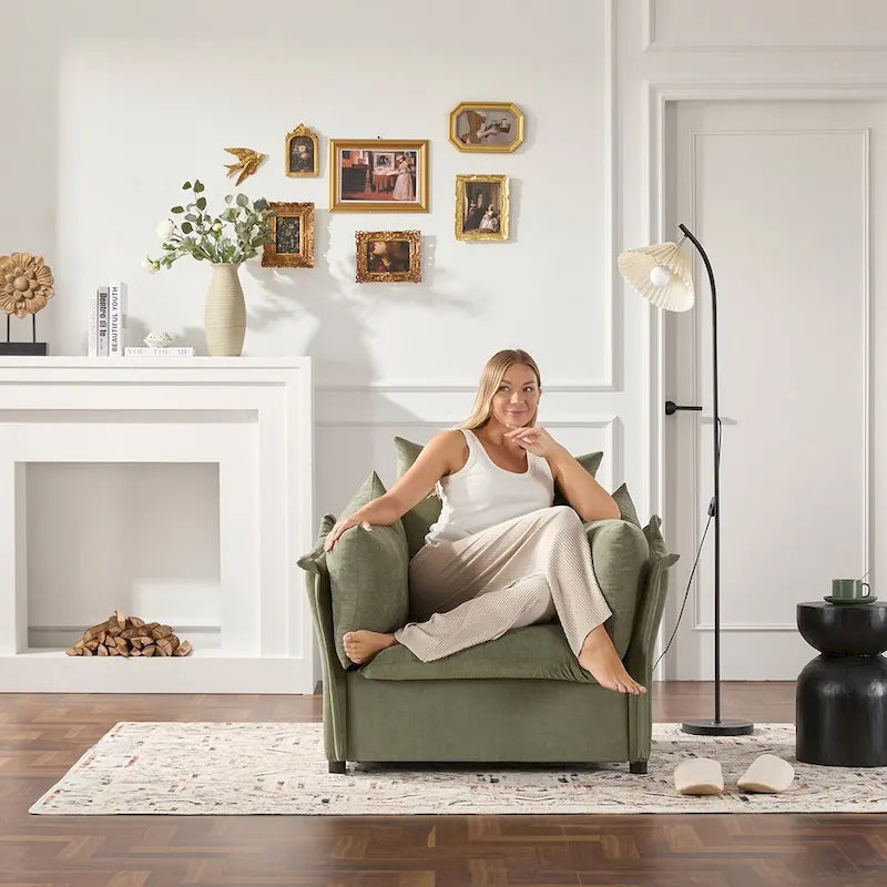 Fauteuil de salon surdimensionné en chenille