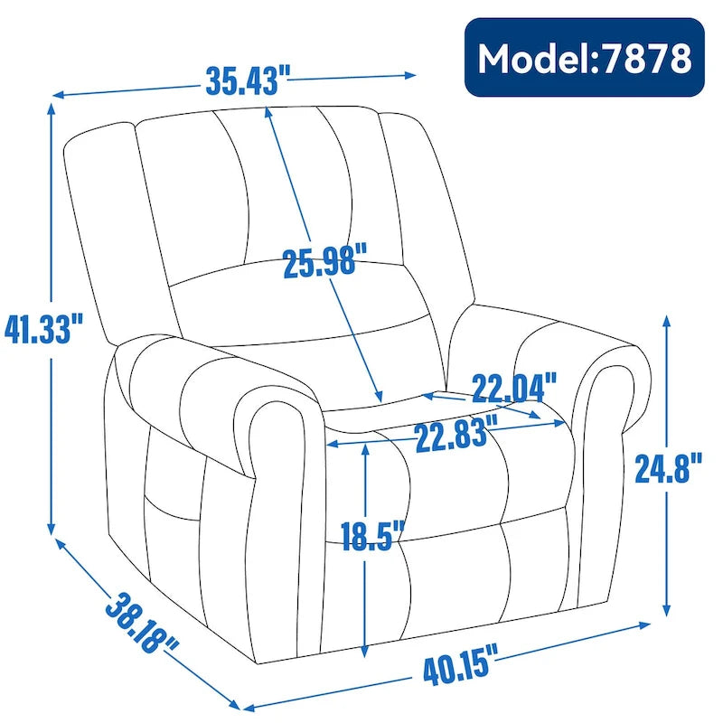 Fauteuil inclinable électrique en cuir véritable marron avec double moteur, chauffage et massage, ports USB et inclinaison infinie
