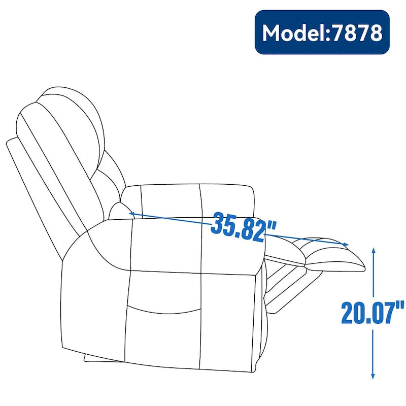 Fauteuil inclinable électrique en cuir véritable marron avec double moteur, chauffage et massage, ports USB et inclinaison infinie
