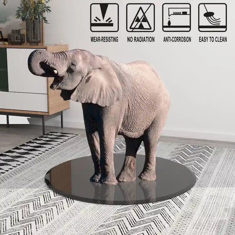 Dessus de table rond en verre trempé noir avec bord biseauté