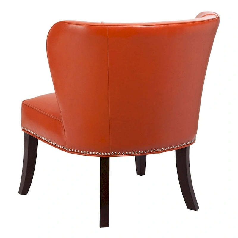 Chaise d'appoint sans accoudoirs à dossier concave orange