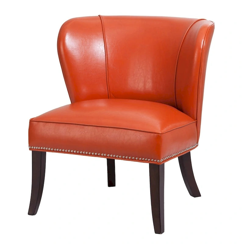 Chaise d'appoint sans accoudoirs à dossier concave orange