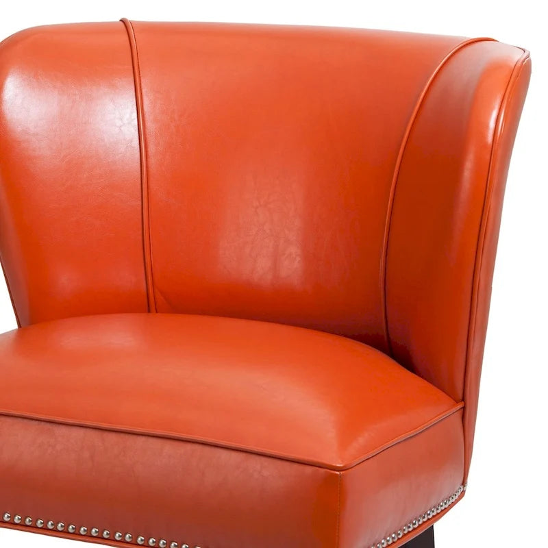 Chaise d'appoint sans accoudoirs à dossier concave orange
