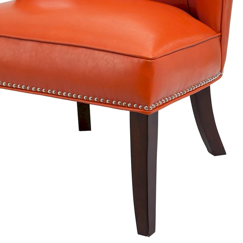 Chaise d'appoint sans accoudoirs à dossier concave orange