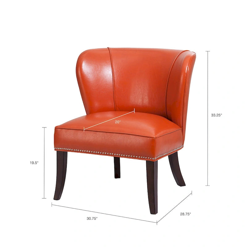 Chaise d'appoint sans accoudoirs à dossier concave orange
