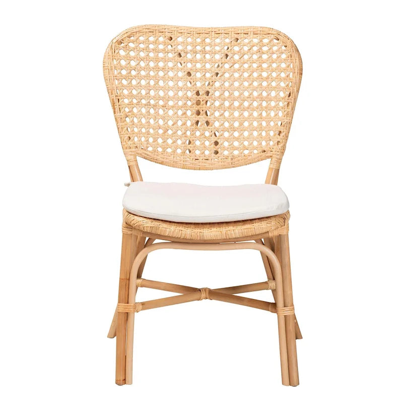 Chaise de salle à manger bohème en rotin finition marron naturel
