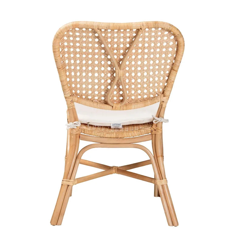Chaise de salle à manger bohème en rotin finition marron naturel