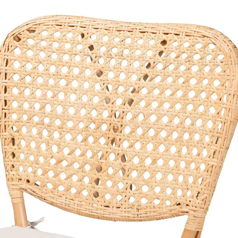 Chaise de salle à manger bohème en rotin finition marron naturel