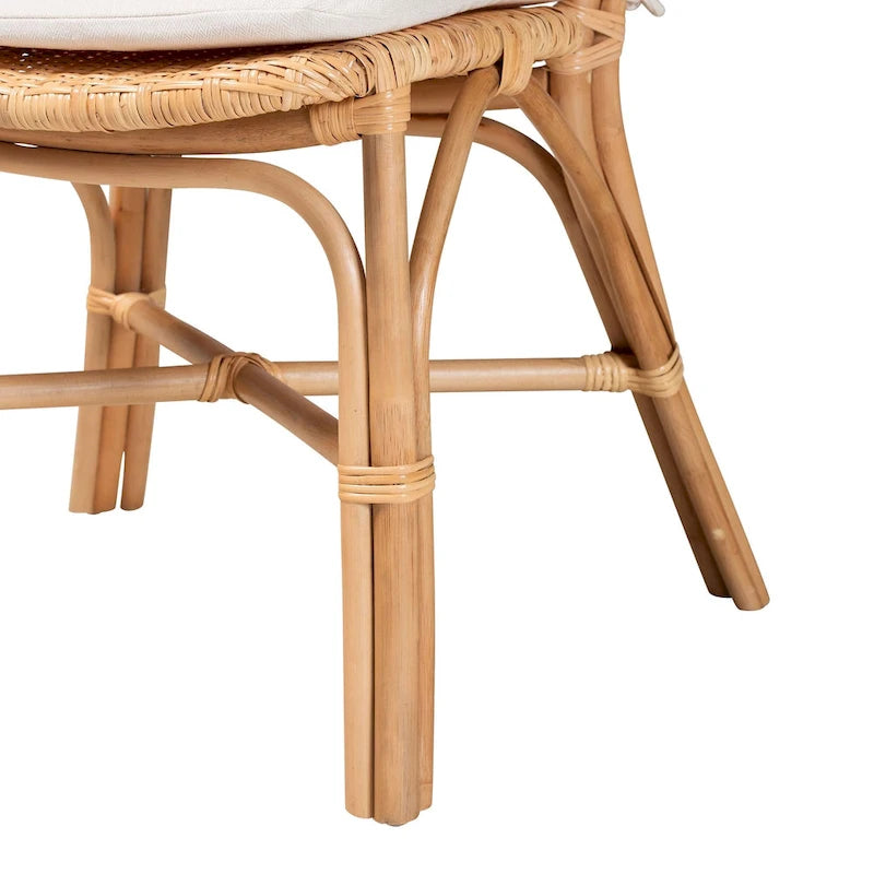 Chaise de salle à manger bohème en rotin finition marron naturel