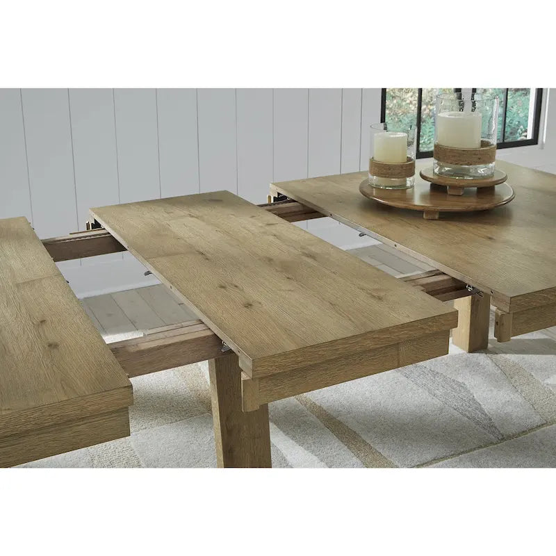Table à manger extensible brun clair - 44,5 L x 108 P x 30,13 H