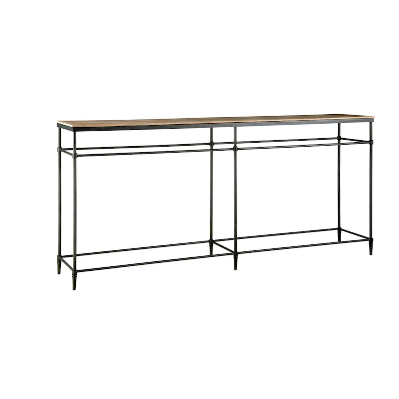 Console de canapé en bois massif et métal - 188 cm de long x 36 cm de large x 90 cm de haut