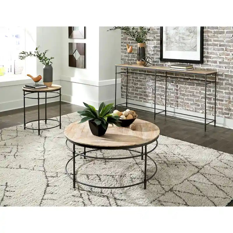 Console de canapé en bois massif et métal - 188 cm de long x 36 cm de large x 90 cm de haut