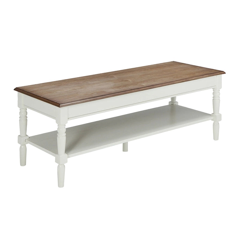 Table basse de style campagnard français avec étagère