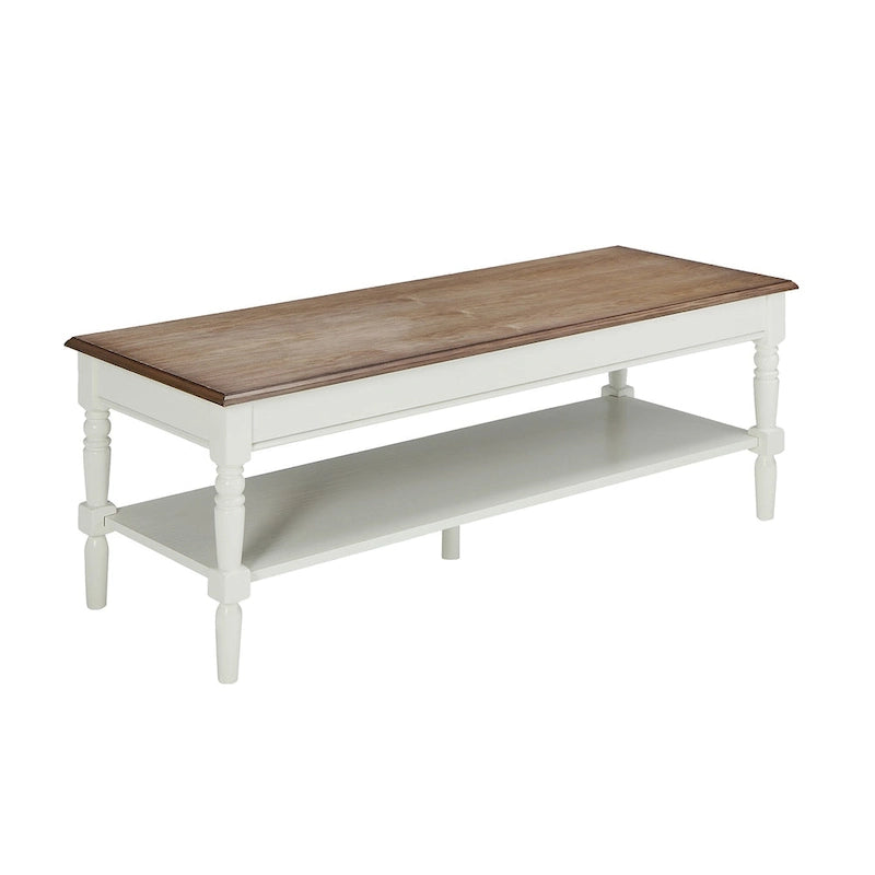 Table basse de style campagnard français avec étagère