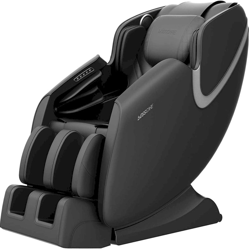 Fauteuil de massage relaxant avec gravité zéro, airbag, haut-parleur Bluetooth, rouleau de pieds - Noir