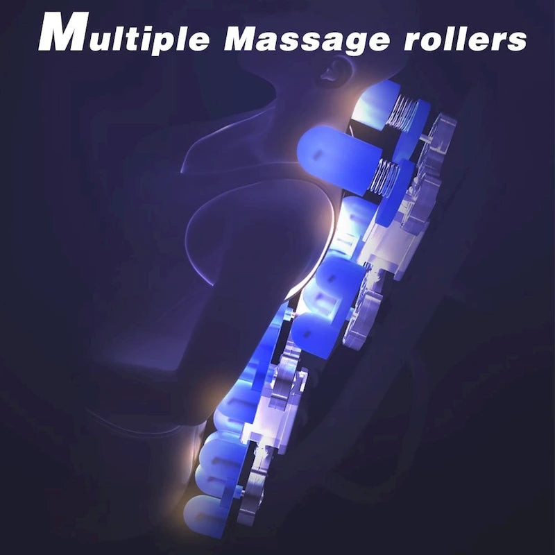 Fauteuil de massage relaxant avec gravité zéro, airbag, haut-parleur Bluetooth, rouleau de pieds - Noir