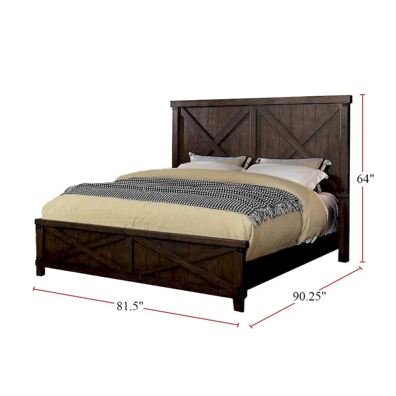 Lit en bois finition noyer foncé