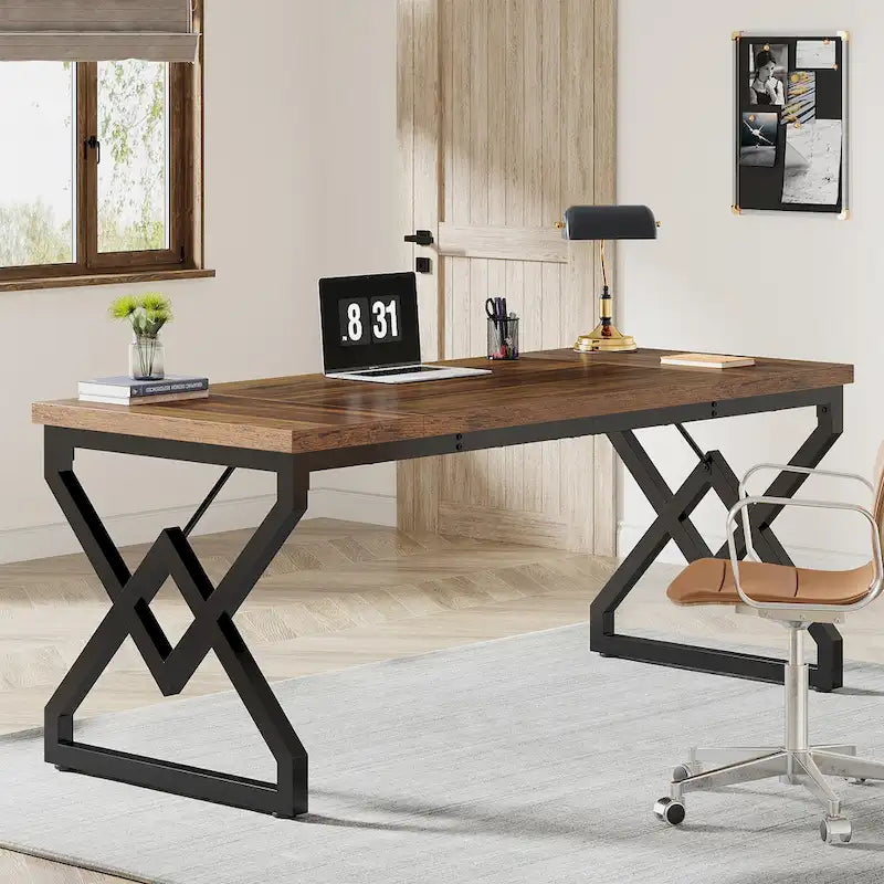 63-in Executive Desk, Larg Computer Desk for Home Office