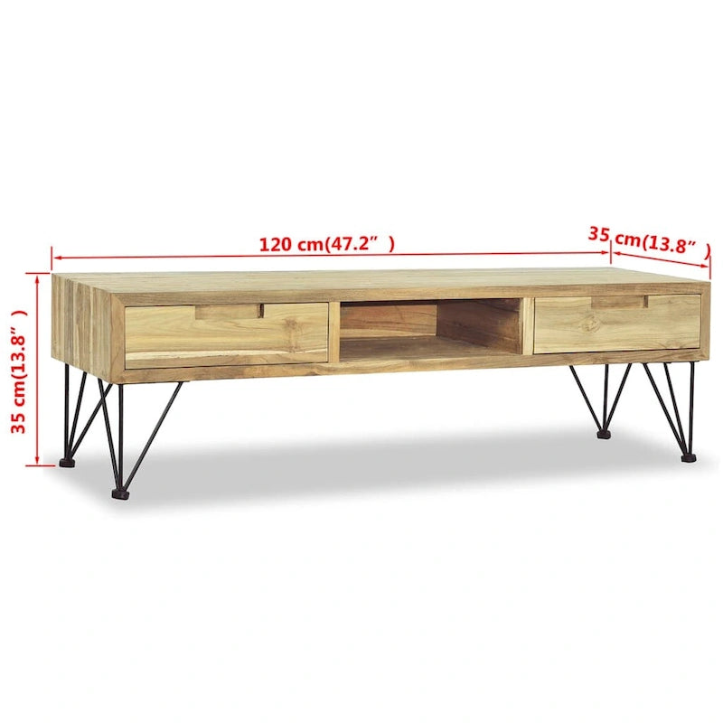 Meuble TV 47,2x13,8x13,8 Teck massif