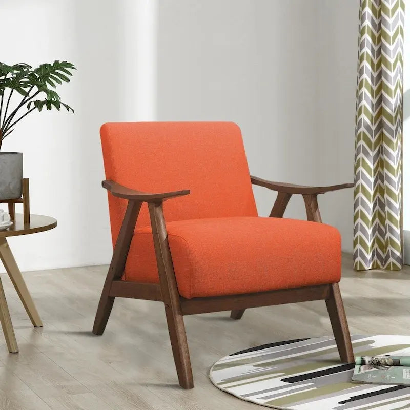 Fauteuil d'appoint en tissu avec accoudoirs incurvés, orange - 31,5 H x 32 L x 28,5 P
